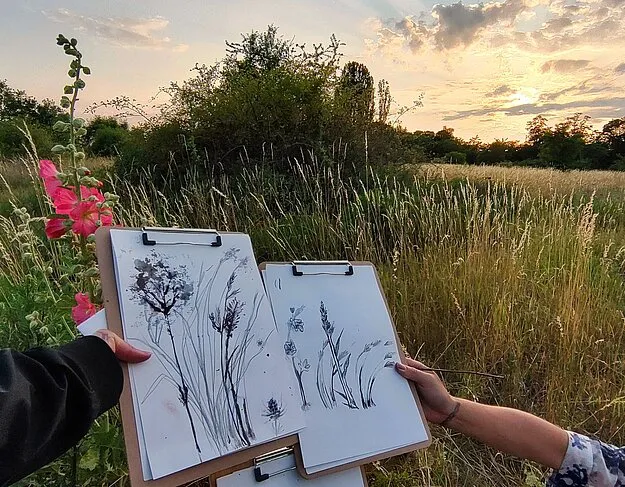 AUSGEBUCHT - Botanical Drawing - Experimentelles botanisches Zeichnen mit Naturmaterialien auf dem Feld