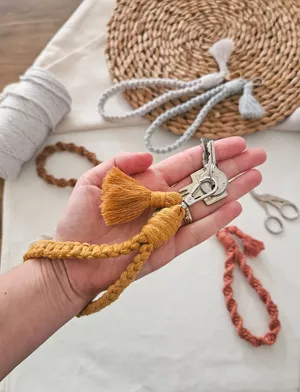 Macrame keychain wristlet